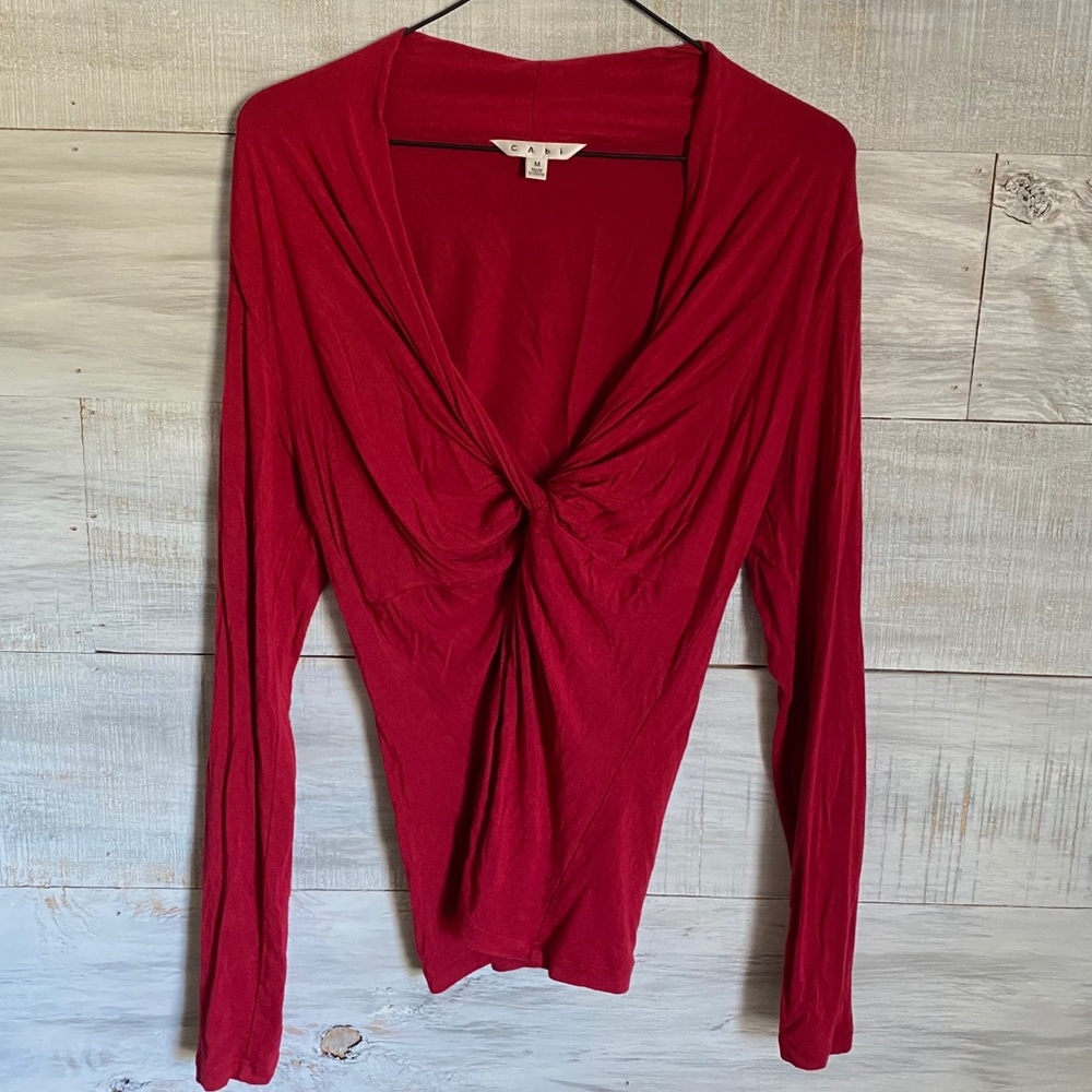 CAbi Glamor Red Twist Front Tee